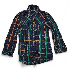 7th Avenue Design Studio | Equestrian Print Button-Down Shirt (Women’s Medium)